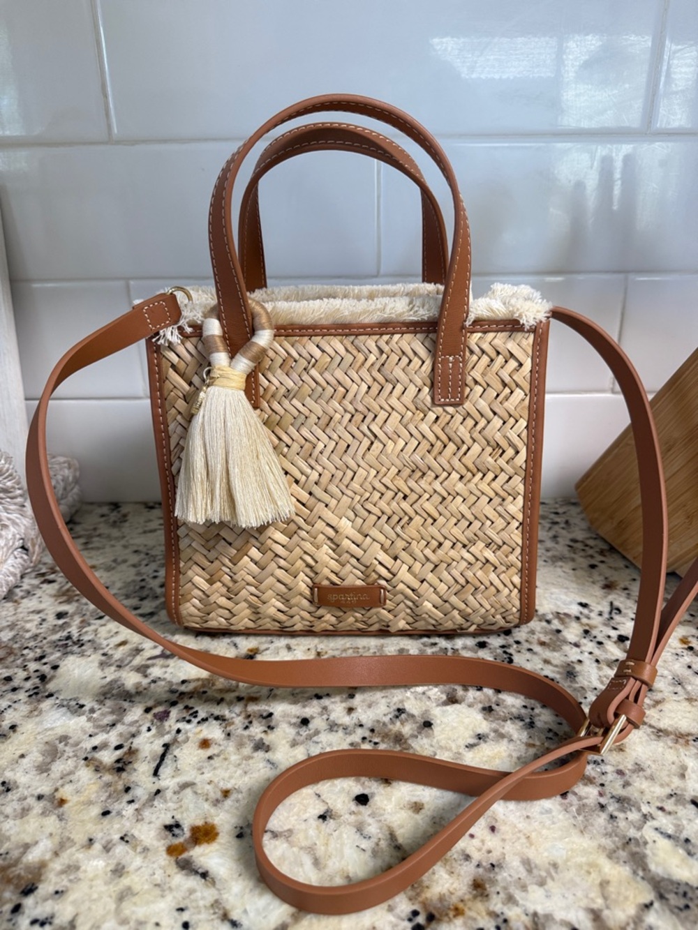 Spartina 449 Straw Dune Satchel Crossbody bag - Picture 4 of 9